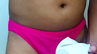 Wearing erotic panties while masturbating solo