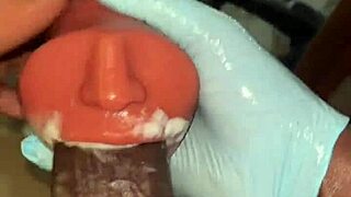 Stocking slave deepthroating toy till it gets real messy