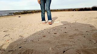 Beach walk leads to intense cock insertion with busty brunette