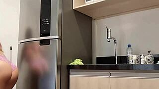 dude saw me in panties in the kitchen and just slammed in hard!