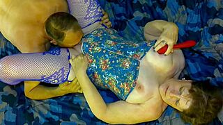 Granny Del Flors Explodes with Double Cum Action