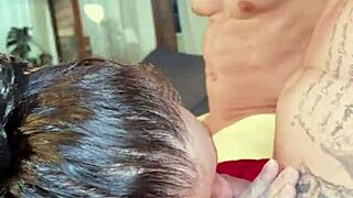 Two guys penetrate heavily in double penetration