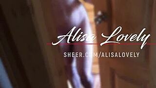 Horny young slut sucks cock and fucks neighbor on stairs in close up