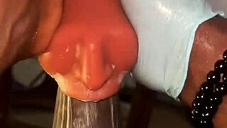 Stocking slave deepthroating toy till it gets real messy