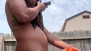 She yells, Getting dicked down outdoors in doggystyle creampie!