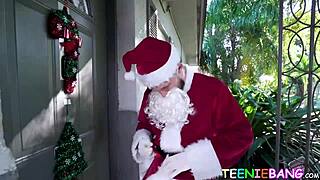 Busty Kira Perez dominates Santa's huge cock in reverse cowgirl