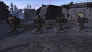 fallout 4 multi pillory fuck punishes with anal and assfucking in a hardcore group scene.