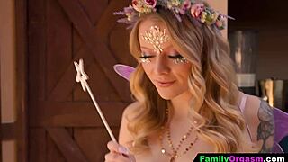fairy step sister offers her pussy to stepbrother's mouth in family roleplay