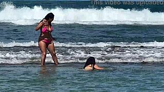 Sexy beauties enjoying beach in a stunning setting
