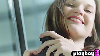 serena wood, the cute milf, poses naked after striptease.