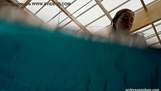 Big natural tits babe lola swims underwater