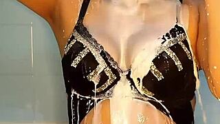 Yo, watch this Colombian babe dildo play in shower