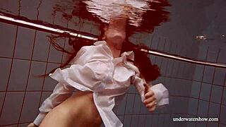 Big natural tits babe lola swims underwater