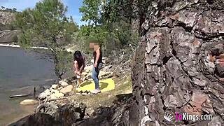 hey, check out noa banging a guy by the lake on a wild outdoor date