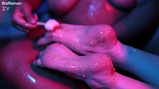 Cutie Piie Rubs Popsicle On Her Barefoot Toes