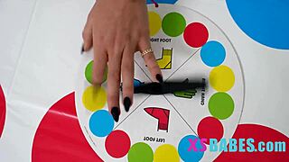 strip twister game with a petite teenie gets spicy