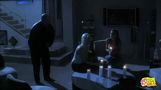 Two experienced sluts explore fingering and clit play in vintage bedroom lesbian encounter