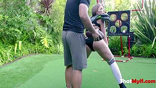 Britney amber, the rugby milf, rides a hard cock outdoors