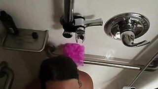 Watch this POV blowjob in the public shower with my hot wife?