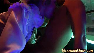 glamour whores fucking in interracial threesome party with oral banging