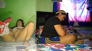 I masturbate my big pussy while my stepsister does her university homework.