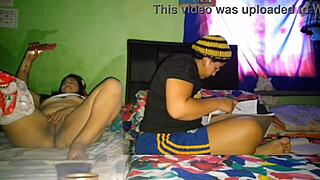 I masturbate my big pussy while my stepsister does her university homework.