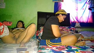 I masturbate my big pussy while my stepsister does her university homework.