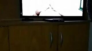 Maid gives great handjob after finding porn!