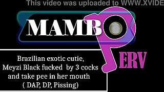 Meyzi Black takes three cocks