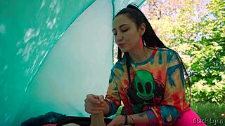 Slutty hippie jerked me off in tent