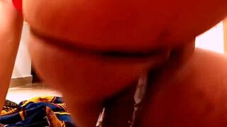 In the softcore solo scene, a fat slut spreads her big ass and rides a dildo toy with intense pleasure.