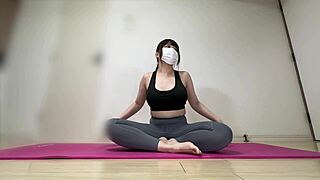 Hey, wanna toy with this chubby busty girl during her stretch session?