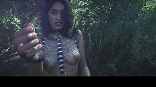 Sexy Model Poses Topless Outdoors