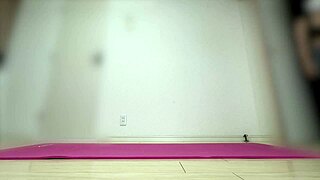 Hey, wanna toy with this chubby busty girl during her stretch session?