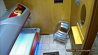 Wow, this beautiful woman masturbating on solarium cam is just too hot! 😍