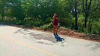 milf flashes natural tits and ass in public cancun streets