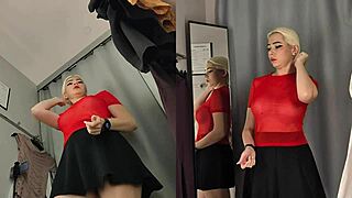 Spy camera in fitting room - girl without panties changing
