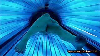 Wow, this beautiful woman masturbating on solarium cam is just too hot! 😍