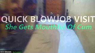 quick blowjob visit ends with mouthful of cum