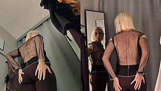 Sneaky Peek at Pantyless Blonde in Fitting Room