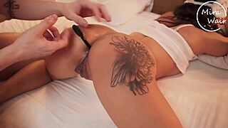 Blindfolded wife enjoys anal pleasure with her submissive side