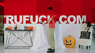 Lana and Molly in Costumes Secretly Fuck Their Stepbrother in Hardcore Reality