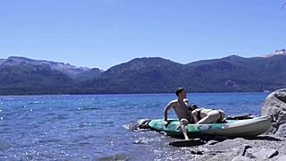 Horny teen couple screams during outdoor beach sex, getting caught with a huge cumshot.