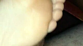 homemade bare footjob with big cumshot