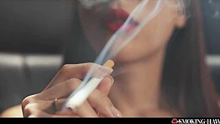 i'm this asian babe dirty talking while smoking and blowing smoke on his thick cock.