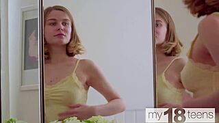 Skinny Lana Broks tries panties, then masturbates. Want to watch?