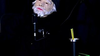 Latina in lingerie strips outdoors