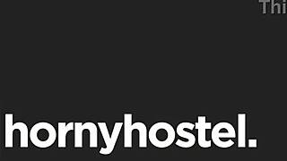 Pervert businessman fucks young hostel roommate with big ass and cum