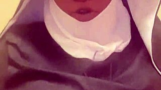 Nun in hazelnut costume on Halloween