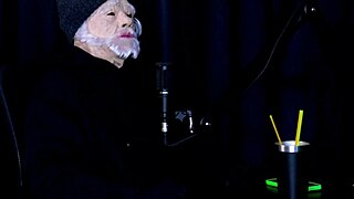 Latina in lingerie strips outdoors